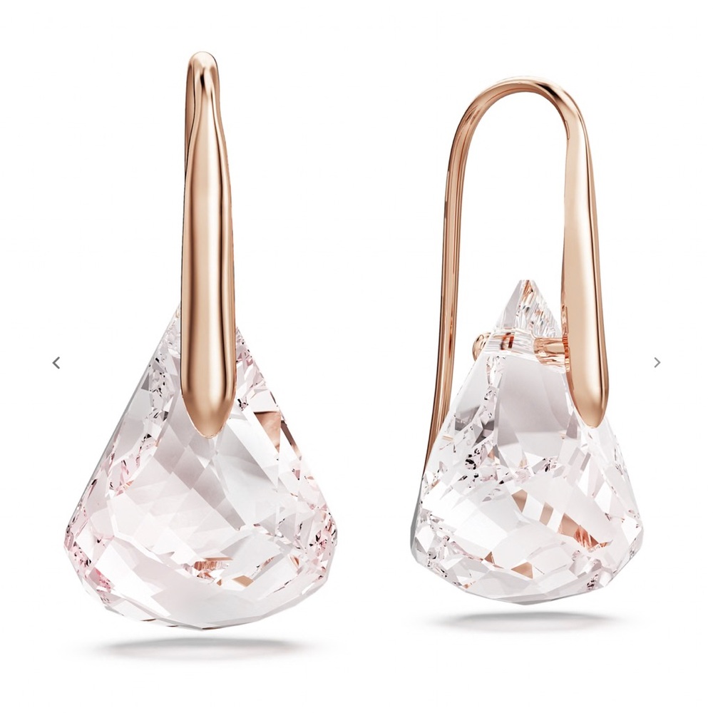 Swarovski Lunar Drop Light Pink Crystal Earrings - Picture 3 of 9